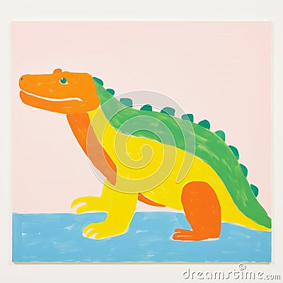 Colorful Alligator Painting With Toy-like Proportions Stock Photo