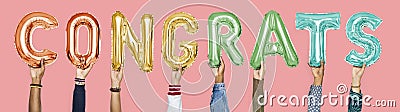 Colorful alphabet balloons forming the word congrats Stock Photo