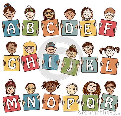 Colorful alphabet letters A - R Vector Illustration