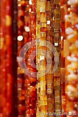 Colorful amber necklaces Stock Photo