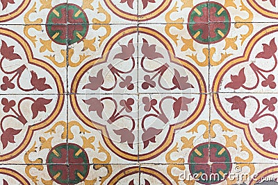 Colorful ancient Chinese style floor tiles Stock Photo