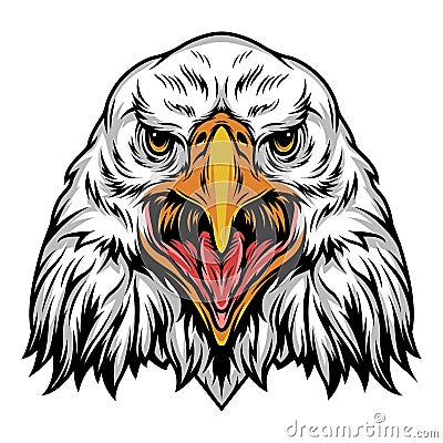 Colorful angry eagle head template Vector Illustration