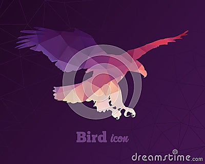 Colorful animal icon of triangles eagle Vector Illustration