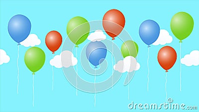 Vaderlijk Baars Ontbering Colorful Animation of Cartoon Air Balloons with Clouds. Stock Video - Video  of backdrop, party: 141026343