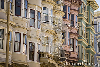 Colorful apartments in San Francisco, California Stock Photo