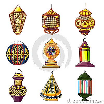 Colorful Arabic lamp Vector Illustration