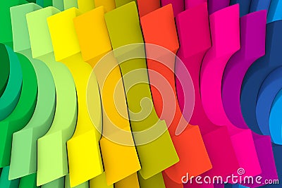 Colorful arches curved abstract background 3D Cartoon Illustration