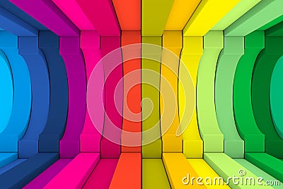 Colorful arches and lines abstract background 3D Cartoon Illustration