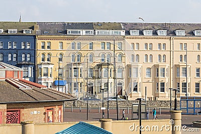 Colorful Architecture of Coastal Town in North Wales, UK Stock Photo