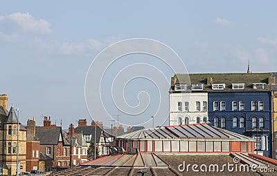 Colorful Architecture of Coastal Town in North Wales, UK Stock Photo