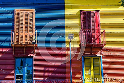 Colorful area in La Boca neighborhoods in Buenos Aires. Street i Stock Photo