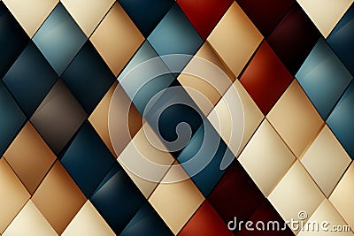 colorful argyle pattern background with different shades of blue red and brown Stock Photo