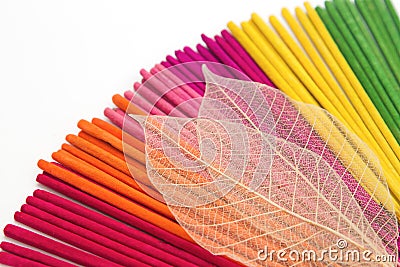 Colorful aroma incense sticks for spa treatment Stock Photo