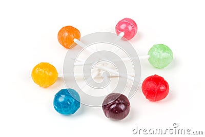 Colorful arrangement of candy suckers on sticks Stock Photo