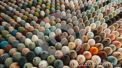 A colorful array of small, rounded objects arranged in a pattern Stock Photo