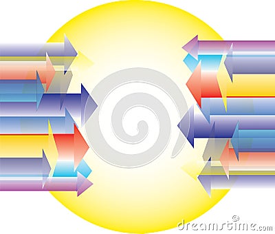 Colorful Arrow Direct Forward Center Stock Photo