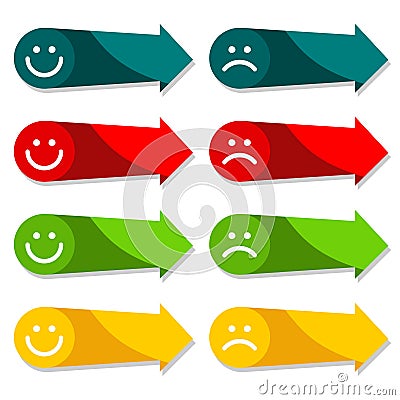 Colorful arrow icon set with smiley, web infograp Vector Illustration