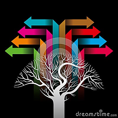 Colorful arrows forming a tree Vector Illustration