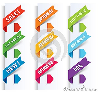 Colorful arrows and labels. Vector Illustration