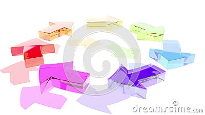 Colorful arrows pointing in different directions this image could represent diversity creativity choice or chaos 3d r Stock Photo