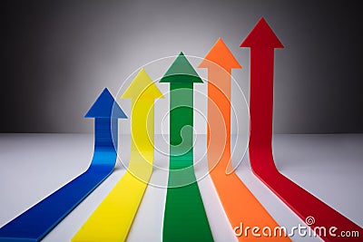 Colorful Arrows Pointing Upwards Stock Photo