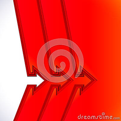 Colorful arrows with red cut paper layers Vector Illustration