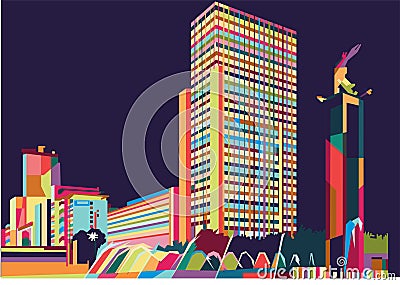 colorful art capital illustration wedha pop art Cartoon Illustration