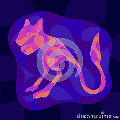 Colorful art with shiny neon colored jerboa Vector Illustration