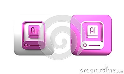 Colorful Artificial intelligence AI icon isolated on white background. Machine learning, cloud computing, automated Cartoon Illustration