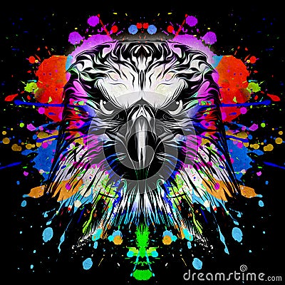 Colorful artistic eagle isolated on white background Stock Photo