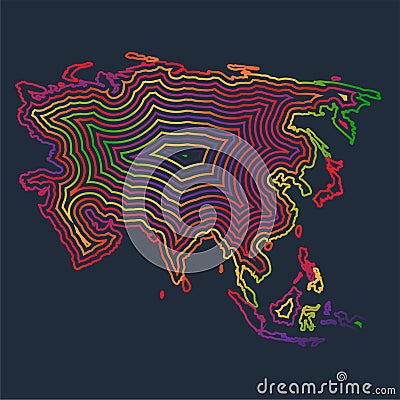 Colorful Asia made by strokes, vector Vector Illustration