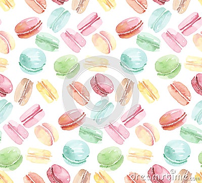 Colorful assorted macaroon seamless pattern. Cartoon Illustration