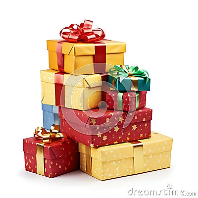 Colorful Assortment of Gift Boxes. Generative ai Cartoon Illustration