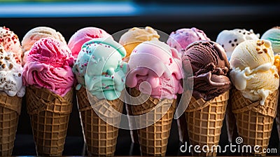 Colorful Assortment Of Ice Cream Cones Stock Photo