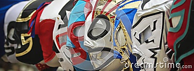 A Line of Lucha Libre Luchador Masks Stock Photo