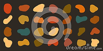 Colorful Asymmetric Blobs. Liquid Organic Random Abstract Forms. Blots with vibrant colors and scribble texture. Simple Vector Illustration