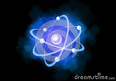 Colorful atomic particle background science. Atomic structure. And color smoke Stock Photo
