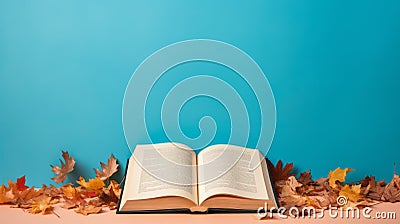 Colorful Autumn Leaves Book On Solid Background Stock Photo