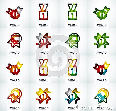 Colorful award business logo set Vector Illustration