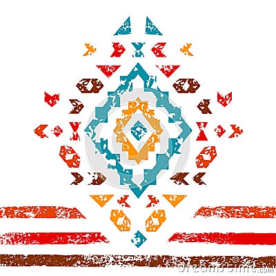 Colorful aztec ornament on white geometric ethnic illustration, vector Vector Illustration