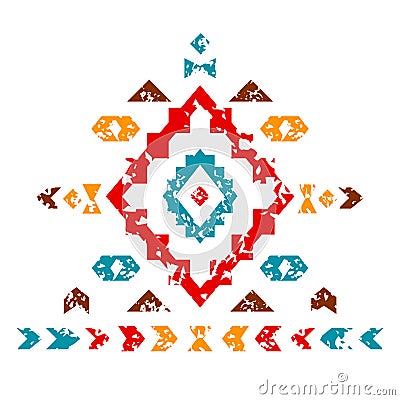 Colorful aztec ornament on white geometric ethnic illustration, vector Vector Illustration