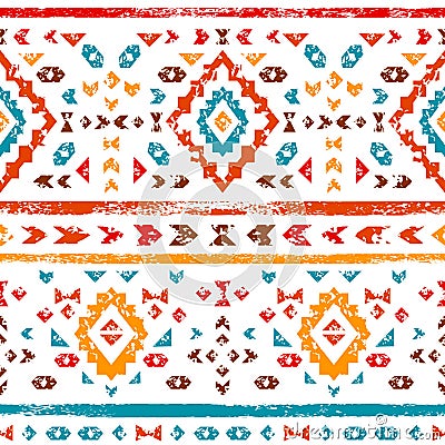 Colorful aztec ornament on white geometric ethnic illustration, vector Vector Illustration