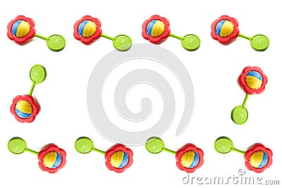 Colorful Baby Rattle Border Stock Photo
