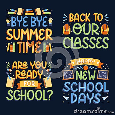 colorful back school lettering set vector design illustration Vector Illustration