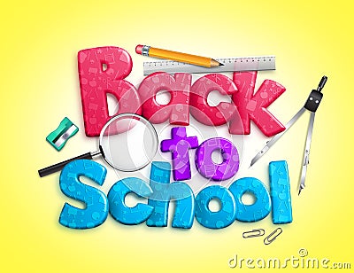 Colorful Back to School 3d / 3 Dimensional Text Stock Photo