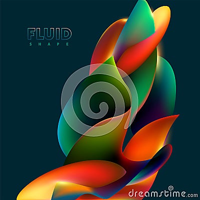 Yellow 3D twisted wavy shapes. Vector Illustration
