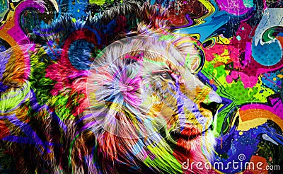 Colorful background with lion color art Stock Photo