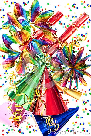 Colorful background with party items Stock Photo