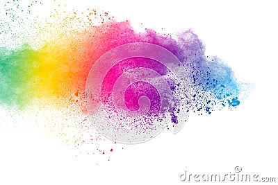 Colorful background of pastel powder.Color dust splash on white background Stock Photo