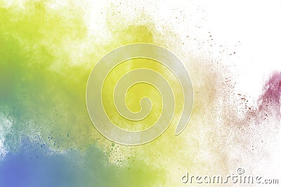 Colorful background of pastel powder explosion.Rainbow color dust splash on black background Stock Photo